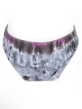 NEW Island Escape Gray & Purple Tie Dye Retro Full Coverage Bikini Bottoms 10